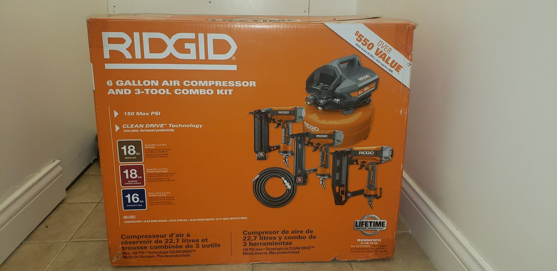 RIDGID 6 Gal. Portable Electric Pancake Air Compressor R69603FK