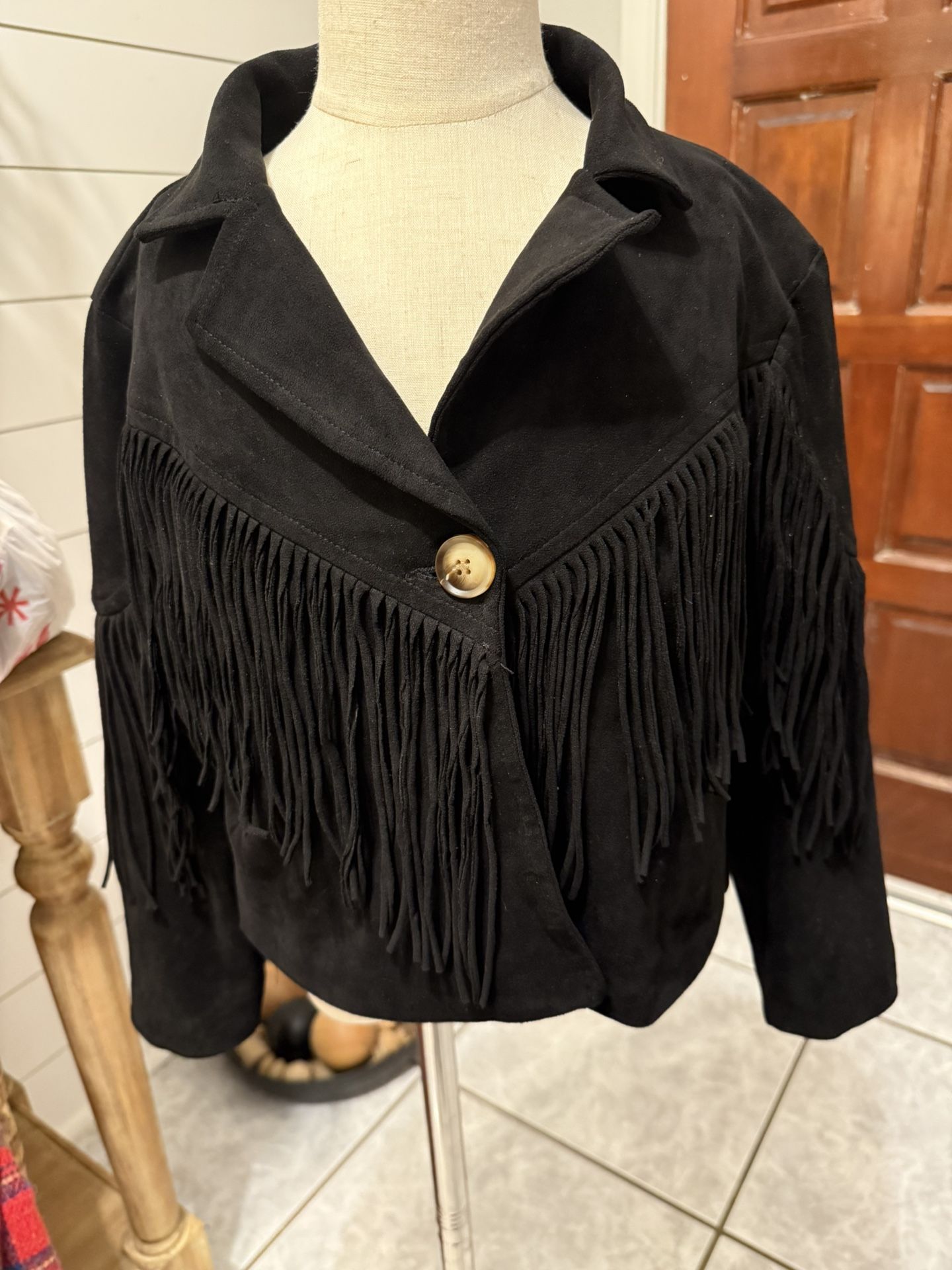 Girls Suede Fringe Jacket