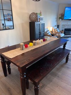 Dinning table plus two benches