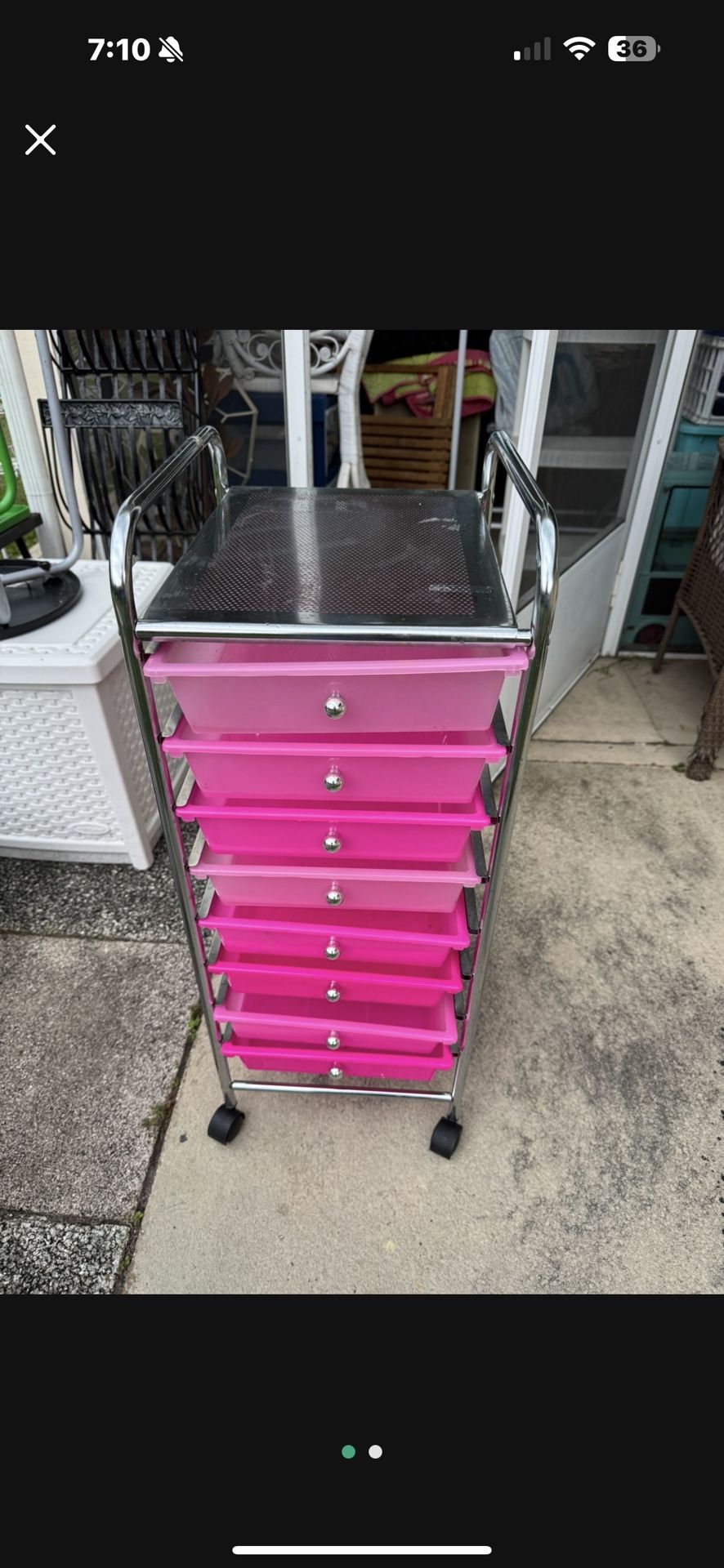 Pink Plastic And Metal Multi Drawer Cart Great For The Bathroom