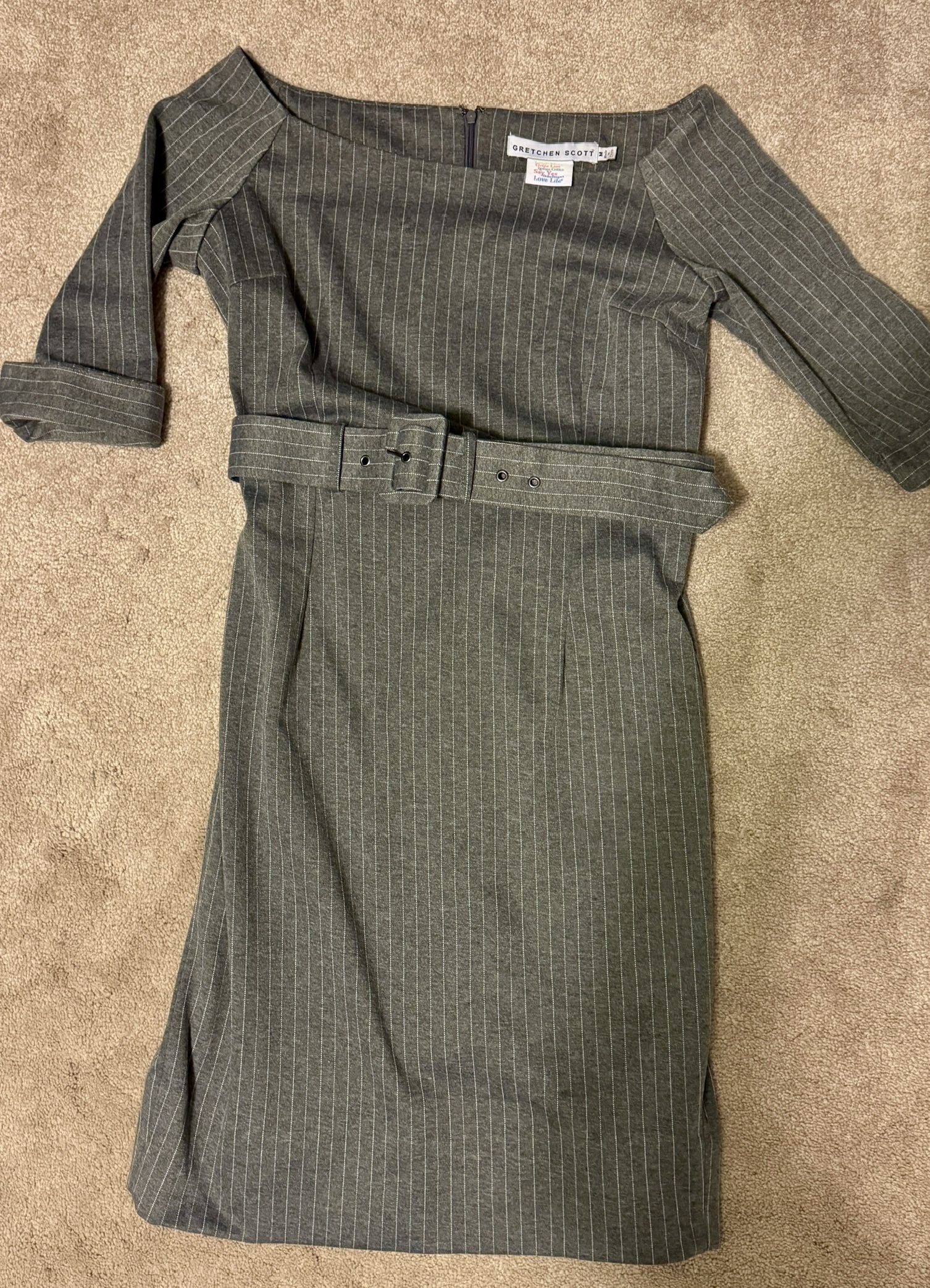 Gretchen Scott Designs Grey Bateau Neck Sheath Dress Size M/8
