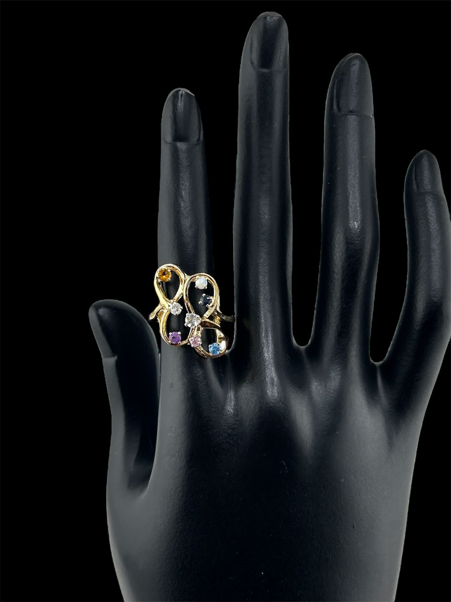Multi-Gemstone Infinity Ring In 14k Yellow Gold