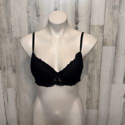 Just Be Black Lace Underwire Push-Up Bra  Size 34C