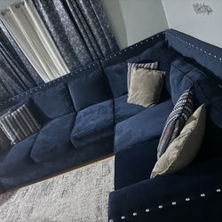 Large Sectional (Blue Velvet)