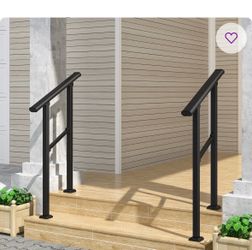 HOMLUX Hand Rails for Outdoor Steps, Wrought Iron Railing, Porch And Stair Railing Kit (Set of 2)
