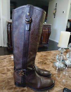 Tory Burch Leather Boots Size 7.5 M 