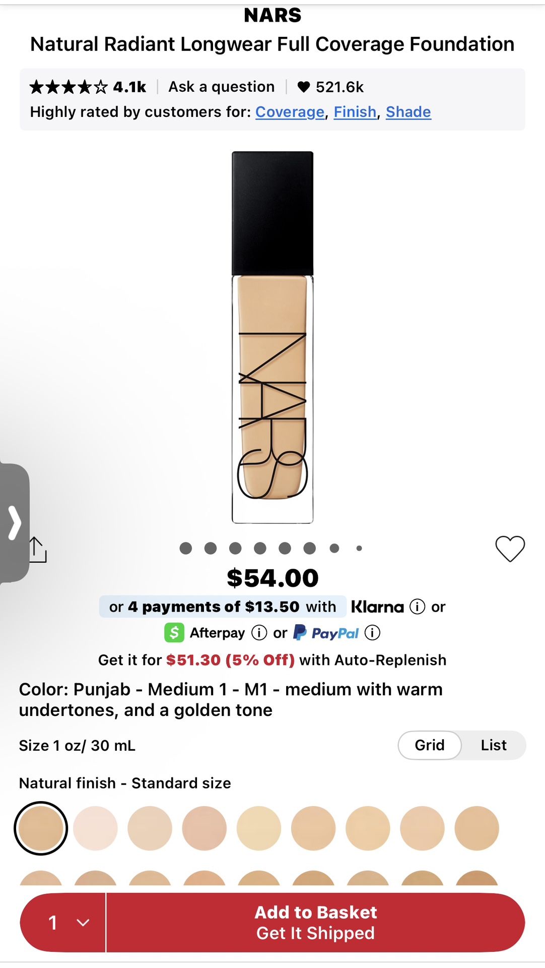 NARS Foundation Natural Radiant Full Coverage