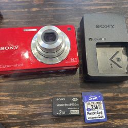 Rare Sony Cyber-shot DSC-W560 Red digital camera great condition 14.1MP