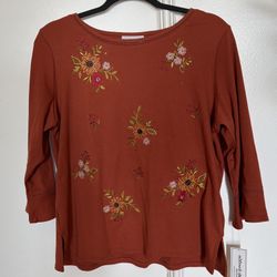 BOHO HAND STITCHED FLOWERS BLOUSE TOP SHIRT NEW
