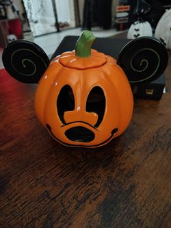 Mickey Mouse Halloween Pumpkin Ceramic Cookie Jar