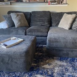 Grey Livingroom Set With Ottoman , Rug And Pillows  Not Included 