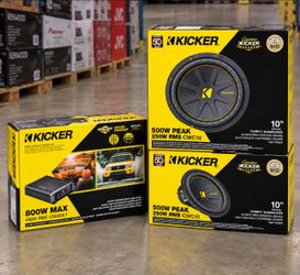 Kicker Bass Package 1000 Watt Subwoofer System Dual 10" CompC Speakers CX Mono Power Amp CXA400.1T CWCS10 50CWCS104