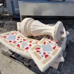 Concrete Mosaic Picnic Table with 3 Benches/ Outdoor Patio Furniture