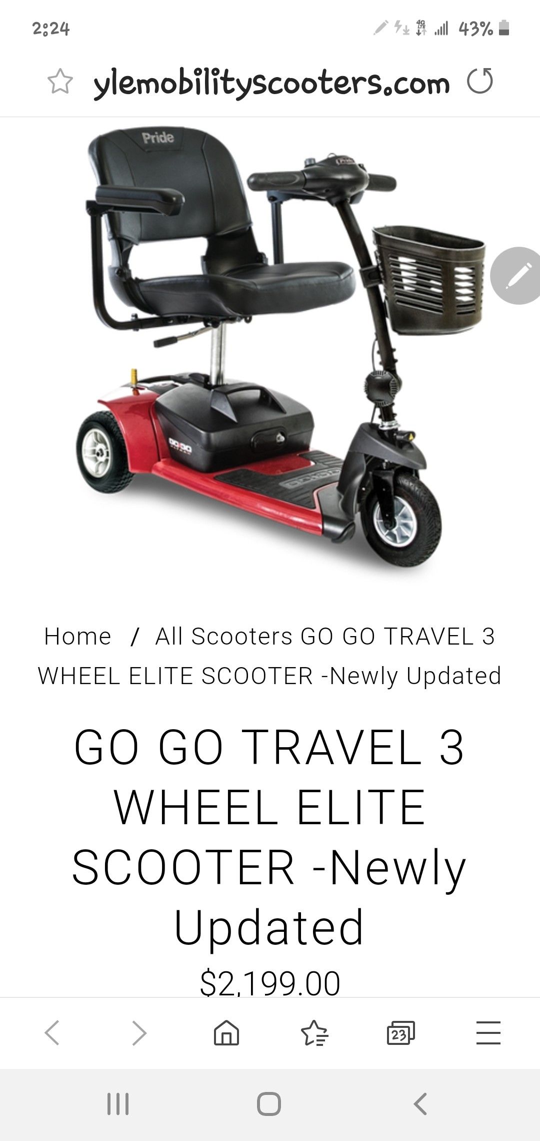 Blue gogo elite3 elite3 scooter