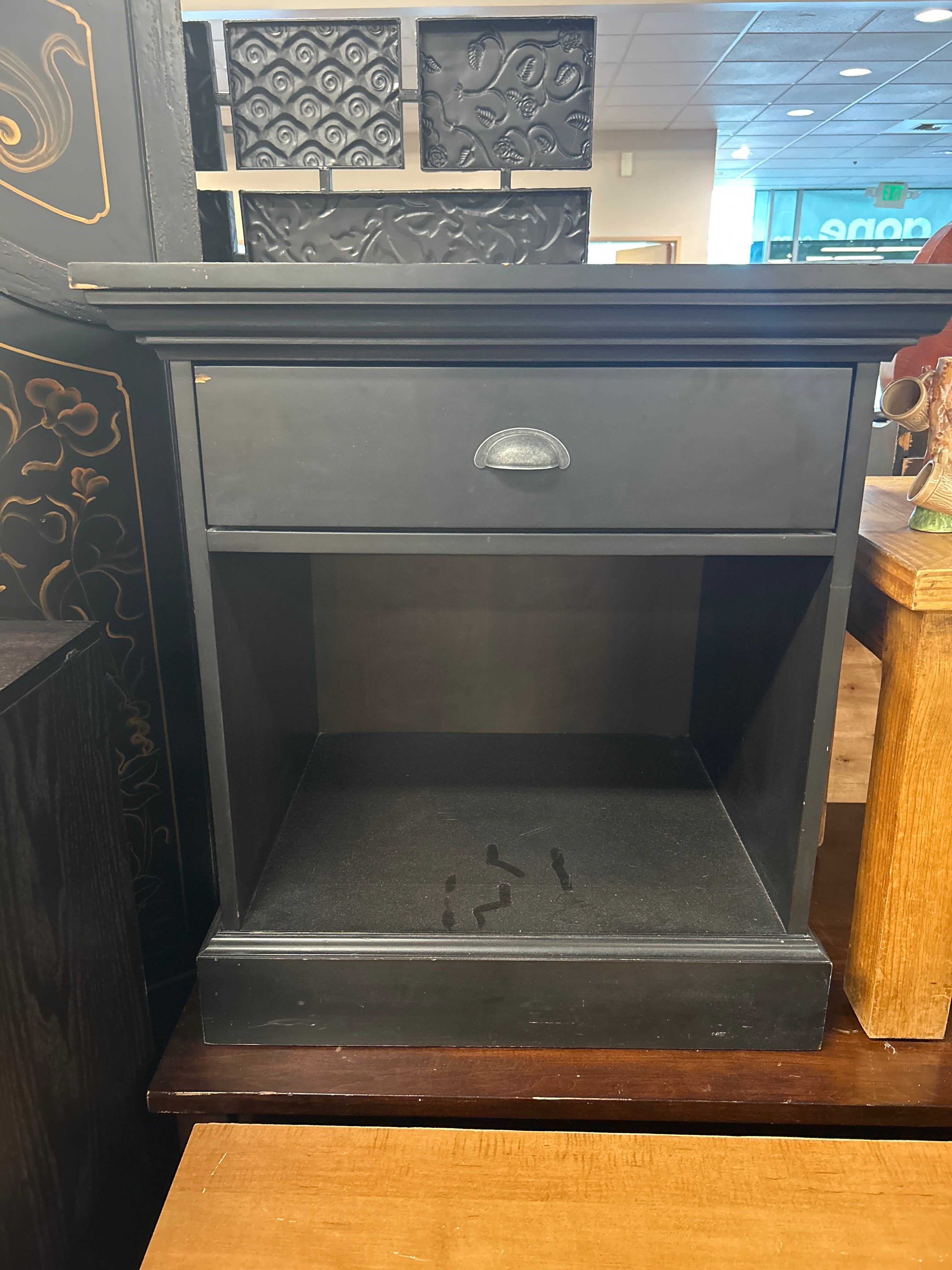 Crate & Barrel Black Oversized Nightstand