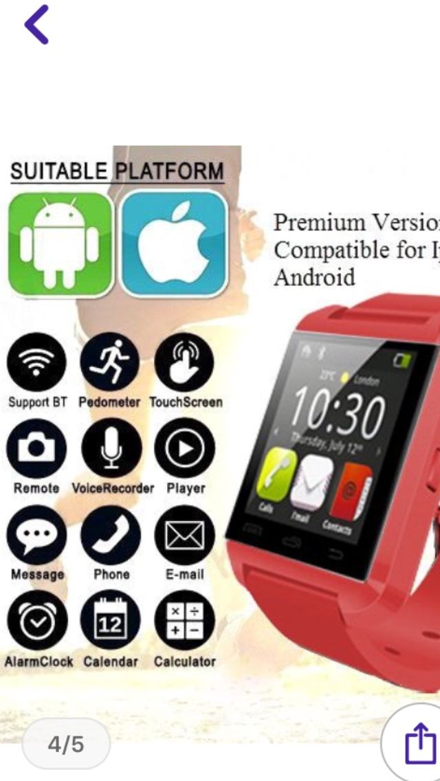 Bluetooth Wireless Smart Watch for iOS and Android