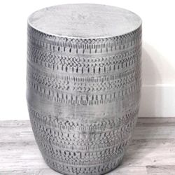 Drum Accent Table in Antique Silver - 