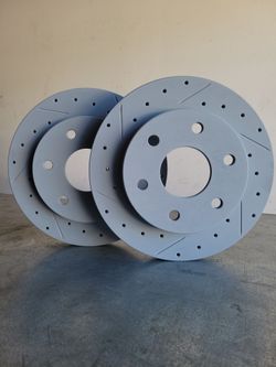 2002 CADILLAC ESCALADE FRONT ROTORS  DRILLED & SLOTTED COATED PAIR 