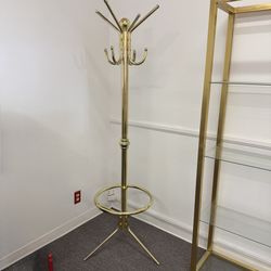 Mid Century Modern Gold Hall Tree Coat Rack Very Good Condition 