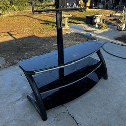 Black Glass TV Stand w/ Mount – Fits up to 55” TV