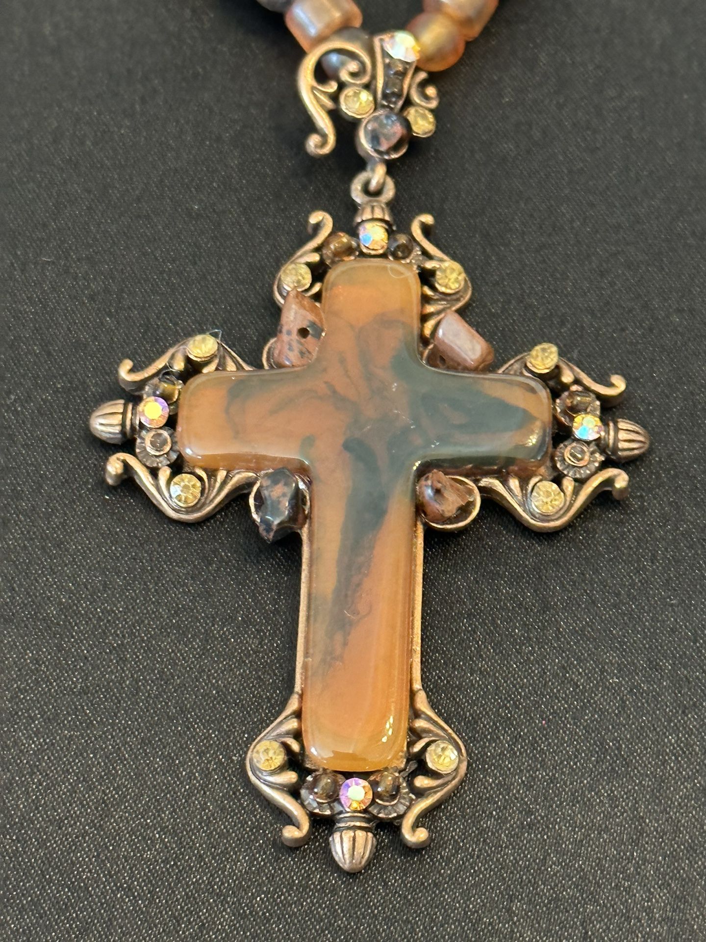 Amber Cross Necklace