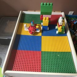 Kids White Lego Table with Legos
