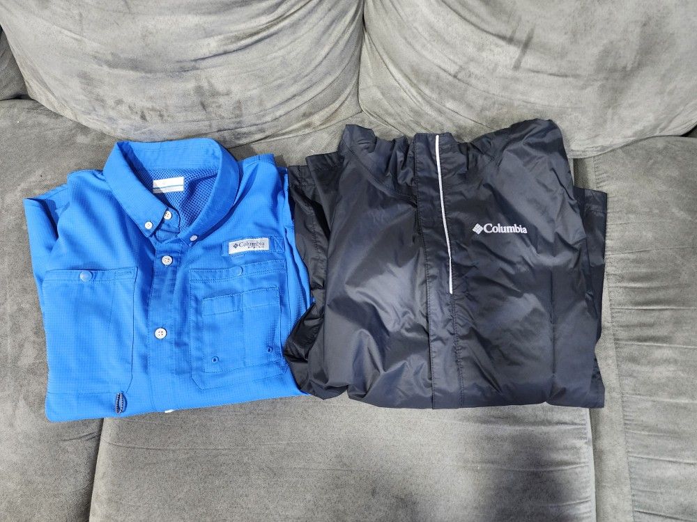 Columbia Rain Jacket And Long Sleeved Shirt Size 14-16 Boys