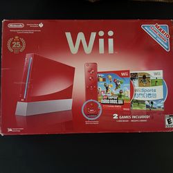Nintendo Wii Red Super Mario Bros 25th Anniversary Console NO GAMES INCLUDED