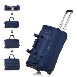 Hanke 20 Inch Expandable Carry On Luggage Suitcases with Wheels Foldable Duffle Bag for Travel Carry On suitcase Weekend Bag for Women Men（Blue）