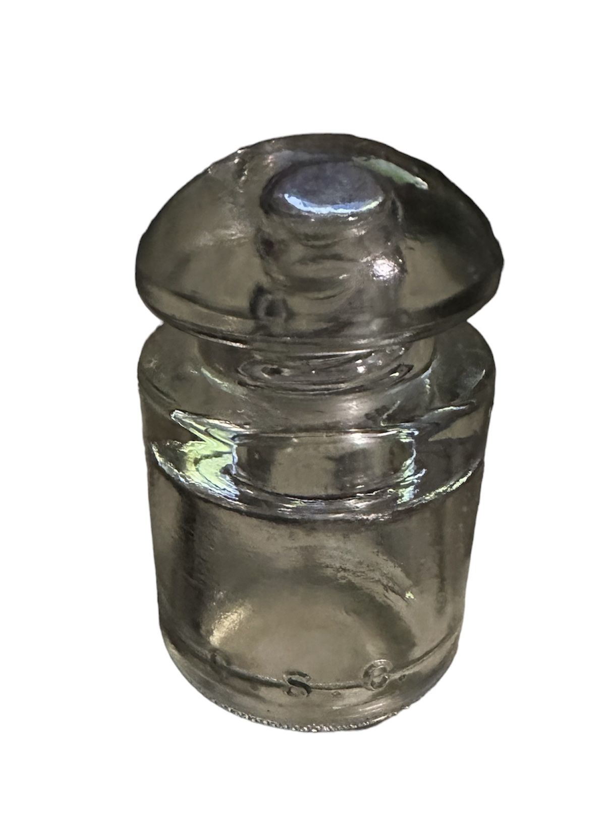 Vintage Hemingray Clear glass telephone insulator marked (C.S.C.) 9-49