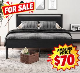 BIG SALE 14 Inch Queen Size Metal Platform Bed Frame with Wooden Headboard and Footboard, Mattress Foundation, No Box Spring Needed, Large Under Bed S