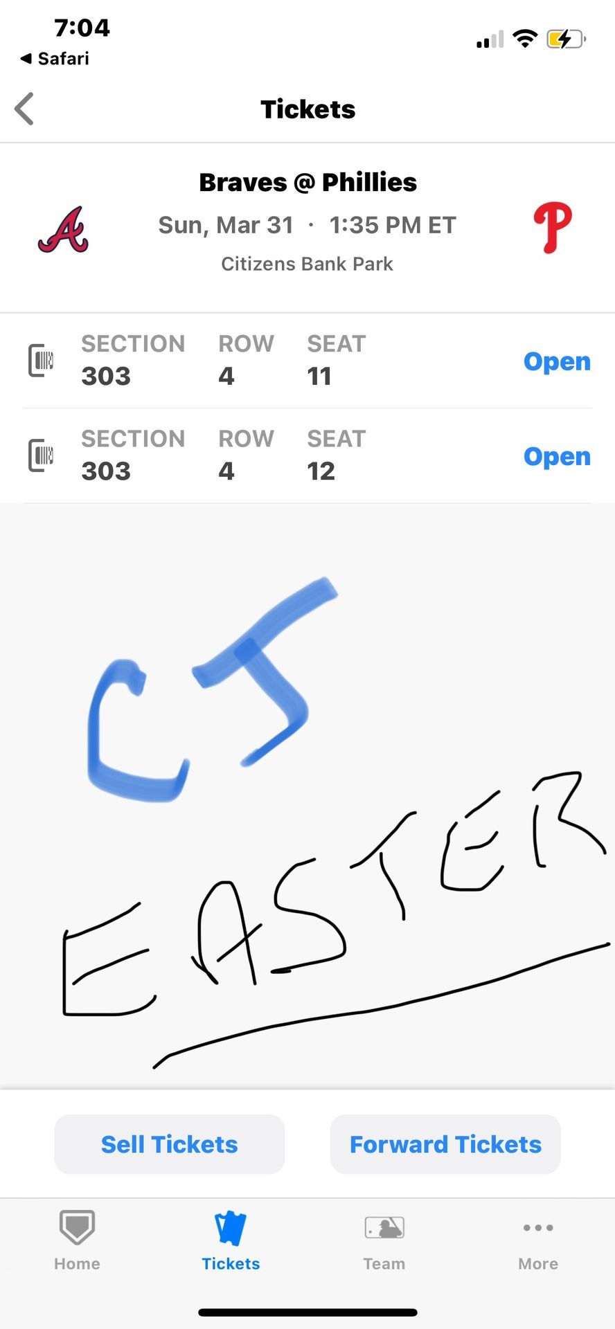 Phillies Tickets 3/31. Easter 2 Tix