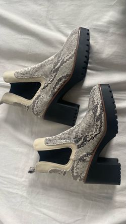 Snakeskin Chunky Heel Chelsea Boots