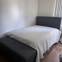 Modern Full Bed w/ Storage Bench + Headboard + Mattress (2 Available)