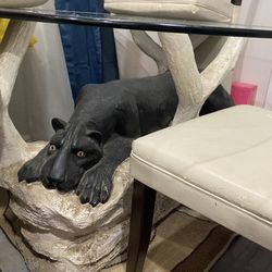 Glass Panther Antique Table