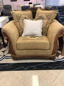 Chair with decorative fabric