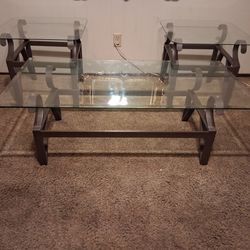 GLASS COFFEE  TABLE and 2 Matching END TABLES