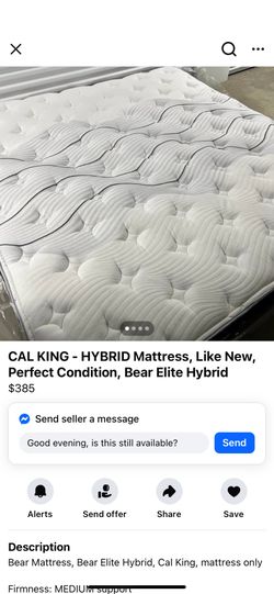CAL KING - HYBRID Mattress, Like New, Perfect Condition, Bear Elite Hybrid