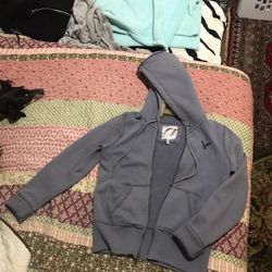 American Eagle Outfitter Zip Up Hoodie Grey With Fur Lining  Woman Medium