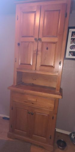 Vintage wooden step back cupboard