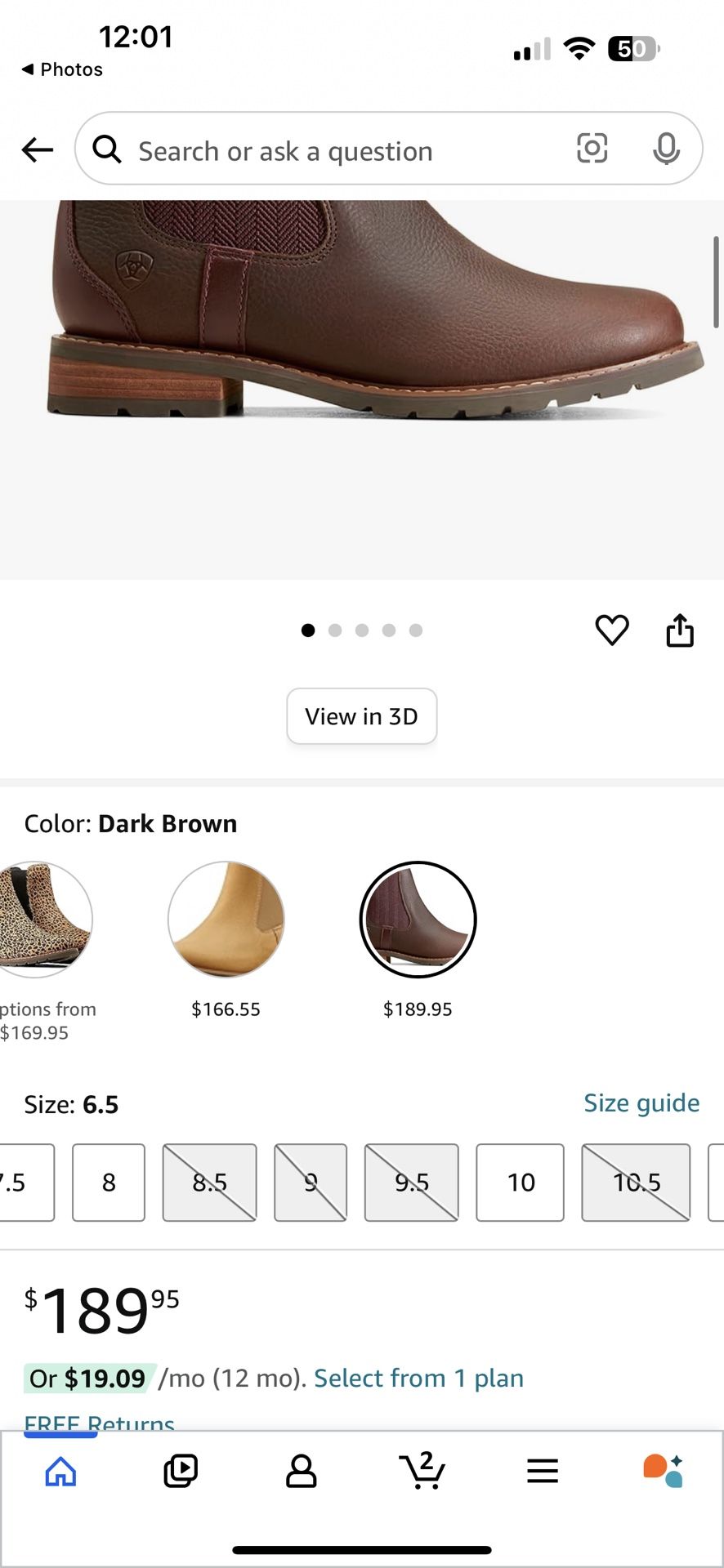 Ariat womens Wexford Boot Size 7 New