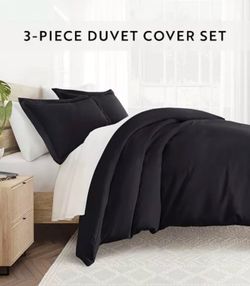 Ienjoy Full/Queen Premium Duvet Cover 3-pc set - Black