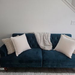 Teal Green Velvet Sofa/Futon 