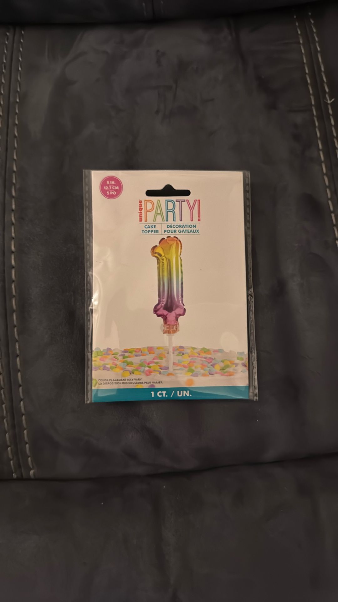 New In Package Unique Party 5 Inch Rainbow Number 1 Cake Topper Balloon Party Decoration