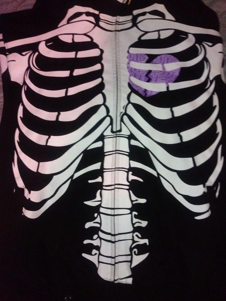 HALLOWEEN * skeleton hoodie *RARE* LRG roots and equipment * "dead serious" *