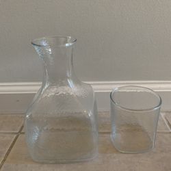 Vintage water pitcher and glass