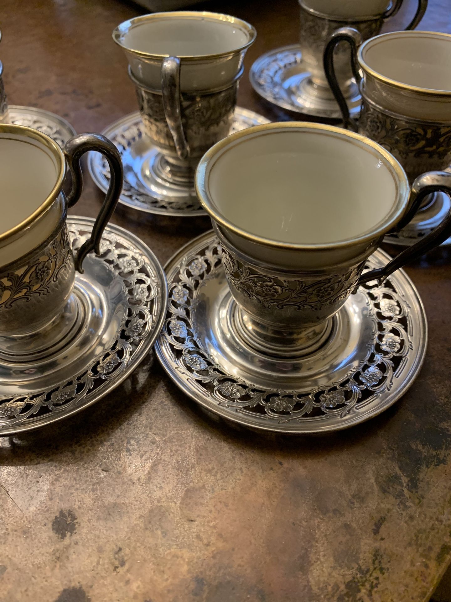 Set Of 6 Sterling Demitasse Cups