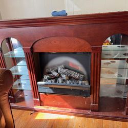 Electric Fireplace With Glass Shelves 