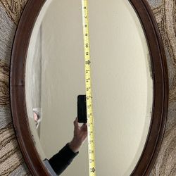 C. W. S. CABINET FACTORY HAY MILLS, BIRMINGHAM. 29”x18” Beveled wall mirror. Mahogany wooden frame. 