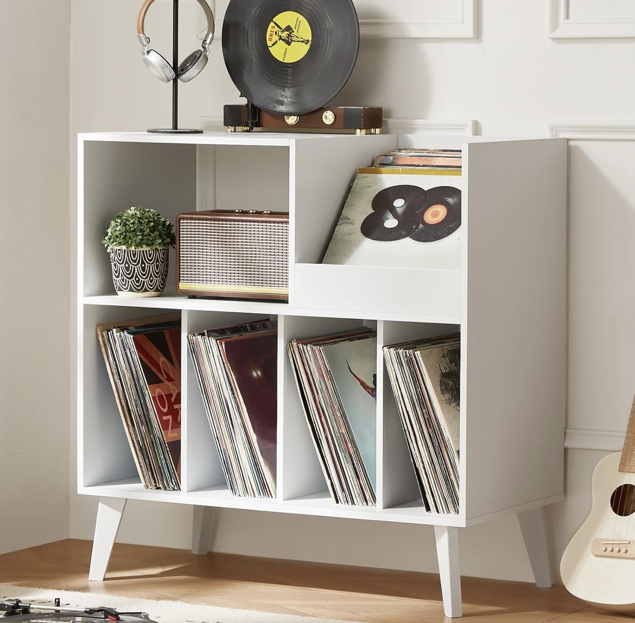 Large Record Player Stand, Turntable Stand with Storage, Vinyl Record